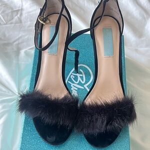 Faux Fur Strap Heels